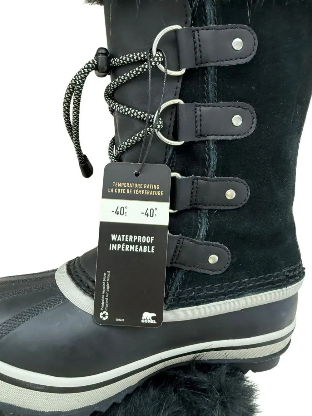 NWT Sorel Kids Black Joan of Arctic Suede Waterproof Winter Boots Size 1